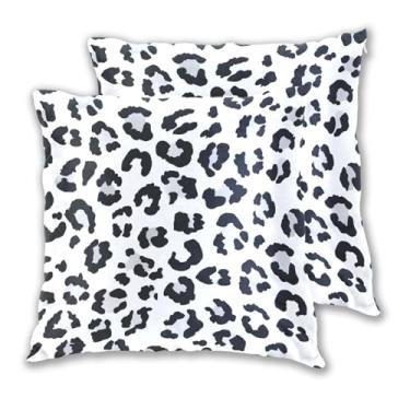 Imagem de Joitme Conjunto de 2 capas de almofadas de leopardo preto e branco, capas de almofadas decorativas para sofá, 45 x 45 cm, 2 peças