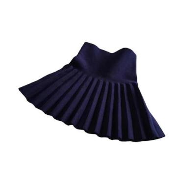 Imagem de Saia Curta Plissada De Malha De Cintura Alta Para Meninas, Cor Sólida,