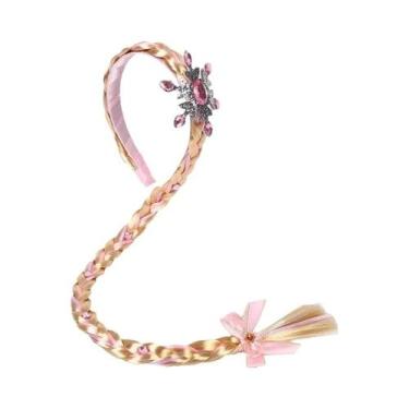 Imagem de Tiara De Princesa Com Flores Para Meninas, Peruca Longa Com Trança, Fa