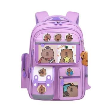 Imagem de Mochila Escolar Grande Capacidade Impermeável Com Design De Capivara, 