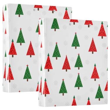 Imagem de Pastas de Natal verdes vermelhas com 3 argolas de 3 cm comporta 200 folhas, portfólio de pastas fofas, anel redondo, fichário de apresentação, 31,5 x 27 x 6 cm, 1 pacote