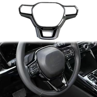 Imagem de Acabamento de capa de volante para Honda Civic 2022-2026, para CRV CR-V 2023 2024 2025 2026 acessórios decalque interior esportivo de carro (preto)