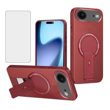 Imagem de Asuwish Capa de telefone para iPhone 17 Air 16.8 cm capa magnética de fibra de carbono com protetor de tela de vidro temperado e suporte protetor fino acessórios de celular macio i Phone17 i17 17Air