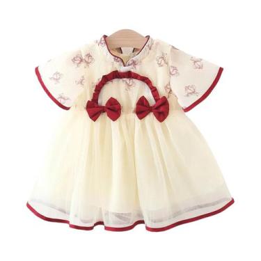 Imagem de Princesa vestido com arco doce para meninas de 0 a 3 anos, estilo chin