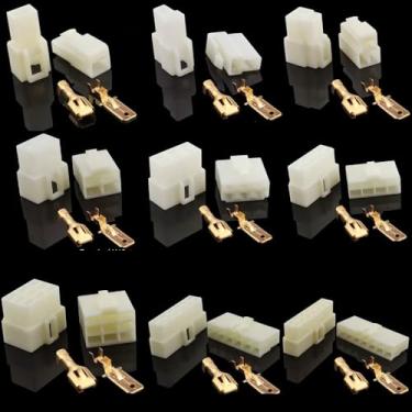 Imagem de ROUPWKWO 6,3 mm 1/2/3/4/6/8/12P/14 pinos conector de fio elétrico automotivo 6,3 pinos macho fêmea cabo terminal kits motocicleta ebike carro (9PIN 1 conjunto)
