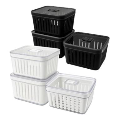 Imagem de Organizador de Frigorífico Cesto 3,8L com Tampa Armazena Alimentos e Legumes, Ideal para Cozinha e Famílias Multiusos(3,Fume)