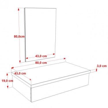 Imagem de Bancada Para Banheiro 80cm Com Cuba Canoa L45 E Espelheira 801w Metrópole Compace