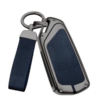 Imagem de Compatível com skoda octavia capa chave do carro 2024 2023 2022 2021 liga de couro de alta qualidade caso de controle remoto auto accessori(Gun blue)