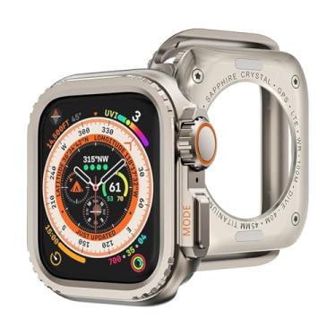 Imagem de XMKT Capa protetora de metal para Apple Watch S10 42 mm S10 46 mm, 45 mm, 44 mm, capa protetora para iWatch séries 9, 8, 7, 6, 5, 4 e SE, muda para Ultra 2 de 49 mm (titânio, 49 mm)