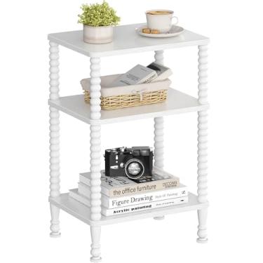 Imagem de Homedawn Mesa lateral com 3 gravatas, branca M-LBZ143W7