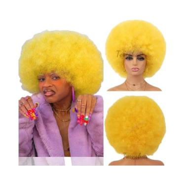 Imagem de Peruca Curta Afro Kinky Cacheada Auburn Para Mulheres, Sintética, Resi