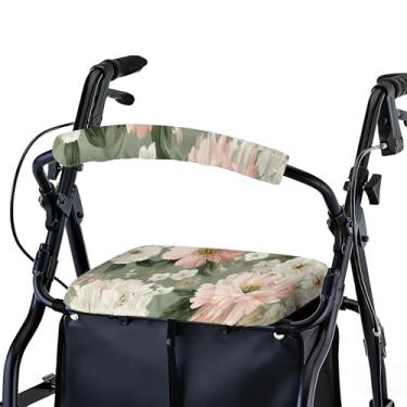 Imagem de Conjunto de capa de assento e encosto de rollator – Acessórios removíveis e laváveis para idosos – Acessório de andador elegante para idosos – Padrões ajustáveis