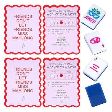 Imagem de Adkoat® 4PCS Mahjong Tile Shuffler Cards with Rules - Portable & Waterproof Mah Jongg Accessories and Gifts for Women - Mah Jong Lover Party Supplies - Mah-jongg Mixer for Mixing & Shuffling Tiles