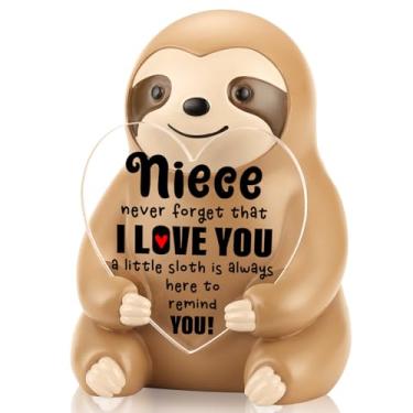 Imagem de PQUCXZ Funny Sloth Figurine Gift for Niece, Emotional Reminder from Auntie Aunt Uncle, Inspirational Positive for Kids Adults, Birthday Christmas Graduation Home Office Desk Decor KSS13