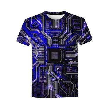 Imagem de Camiseta Gráfica Unissex Com Estampa De Placa De Circuito 3D, Manga Cu