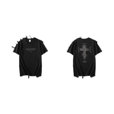 Imagem de Camiseta Tática De Algodão Masculina De Verão Com Estampa Cruzada Nas 