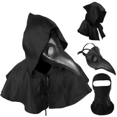 Imagem de Fantasia de Halloween HAOSUN Plague Doctor Máscara e Capa Masculina