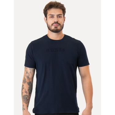 Imagem de Camiseta Guess Masculina Logo Bordado Azul Marinho-Masculino