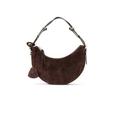 Imagem de Bruno Magli Bolsa feminina Marta Leather Shoulder Crescent Bag, marrom profundo
