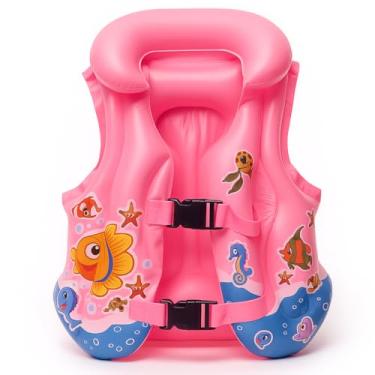 Imagem de Colete Inflável Boia Infantil Fundo do Mar Com 2 Travas Praia Piscina Menino Menina (Rosa)