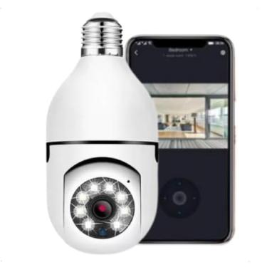 Imagem de Câmera IP Wi-Fi Formato Lâmpada Full HD 1080p com Visão Noturna, Áudio Bidirecional, Vigilância Remota, Bivolt