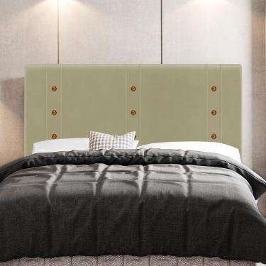 Imagem de Cabeceira Cama Box Casal King Size Roma 195cm Suede Bege - Desk Design