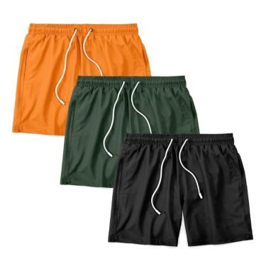 Imagem de Kit 3 Shorts Bermuda Masculino Tactel Liso Praia Academia-Masculino