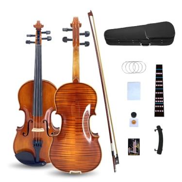 Imagem de YoungMonic Conjunto de violino tamanho 1/2 madeira maciça para iniciantes profissionais crianças com arco ponte de violino 4 cordas