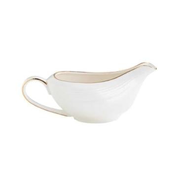 Imagem de Molho de molho de 209 g com alça ergonômica e borda dourada para decoração de porcelana fina branca para molho, molhos aquecidos, molhos para salada, leite, mais jarro de leite