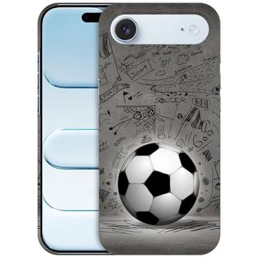 Imagem de GlamCase - Capa de suporte com bola de futebol com arte preta impressa na parede para iPhone Air