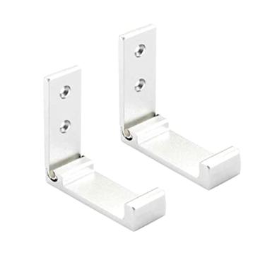 Imagem de Cabideiro de parede espaço de alumínio sem furos gancho de revestimento montado na parede criativo dobrável gancho de metal montado na parede retrátil 2 peças ganchos para casaco (prata)