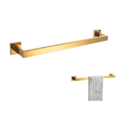 Imagem de Conjunto de ferragens de banheiro dourado polido de aço inoxidável, barra de toalha, suporte de papel higiênico, acessórios de banheiro, barra de toalha única
