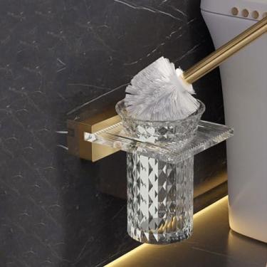 Imagem de Conjunto de ferragens de banheiro, acessórios de banho dourados toalheiro montado na parede, barra de toalha, escova de vaso sanitário, ganchos de toalha, suporte de papel, escova de vaso sanitário