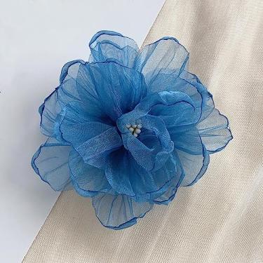 Imagem de 3 peças de tecido chiffon feito à mão com aplique de flor artificial de 9 cm para vestido de casamento, chapéus, gancho de cabelo, decoração de tecido, H