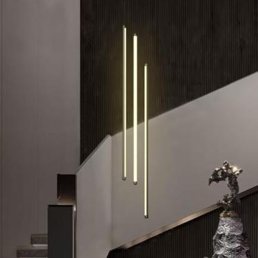 Imagem de Luminária pendente LED moderna para escada, lustre longo giratório com intensidade regulável, luminária de teto suspensa em alumínio, ajustável, ideal para tetos ocos de casas (regulagem de