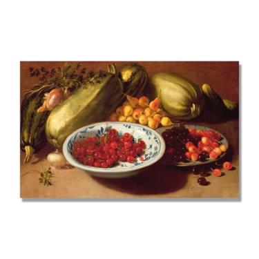 Imagem de NHLDZYH Vintage Fruta Ainda Natureza Tela Retro Frutas Motivo Estilo Country Decoração de Parede para Cozinha e Sala de Jantar. C44. 70 x 112 cm. Apenas Tela