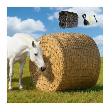 Imagem de SOSECCE Rede de feno para fardos redondos de 1,5 x 1,5 m para cavalos e gado, redes de feno de alimentação lenta sem nós com orifícios de 5 cm, serve para fardos redondos de 10 x 12 cm e 12 x 12 cm