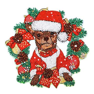 Imagem de Conjunto de enfeites guirlanda redonda pintura diamante 5D para decoração janela parede e porta adultos crianças