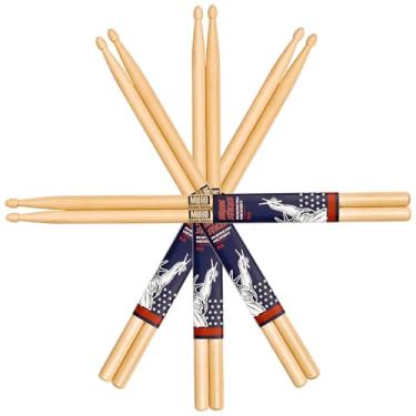 Imagem de Baquetas de bateria, baquetas de nogueira americana, baquetas para bateria, acessórios de bateria para bateria, baquetas 5A (5A-Hickory-4Pairs)