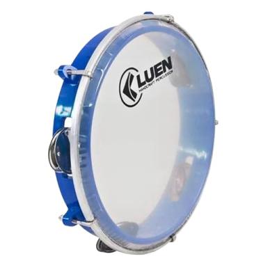 Imagem de Pandeiro Luen Junior 8 Polegadas C/Pele Cristal Platinela Inox ABS Garra Fixa 5 Afinações Colors Azul I