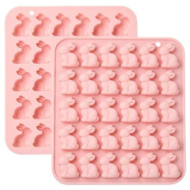 Imagem de UR URLIFEHALL 2 moldes de silicone para coelhos, 30 cavidades, formas de chocolate em forma de animal para decoração de bolos, doces, geleia, cubo de gelo, petiscos para animais de estimação
