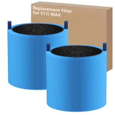 Imagem de Filtro de substituição 511i MAX A11ergenBlock compatível com purificador de ar BLUEAIR Blue Pure 511i Max, filtro HEPA verdadeiro 3 em 1 H13 e sistema de filtragem de carvão ativado, azul (pacote com
