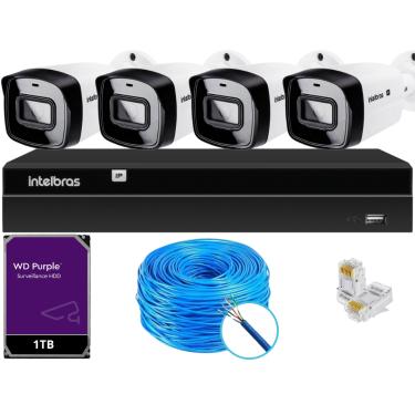 Imagem de Kit 4 Câmeras IP Vipc 1230B Intelbras NVD 1404P HD 1TB Purple