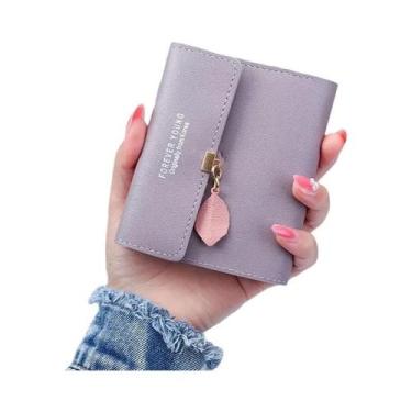 Imagem de Carteira Feminina Pequena Tripartida Com Porta-Moedas E Clipe Para Din