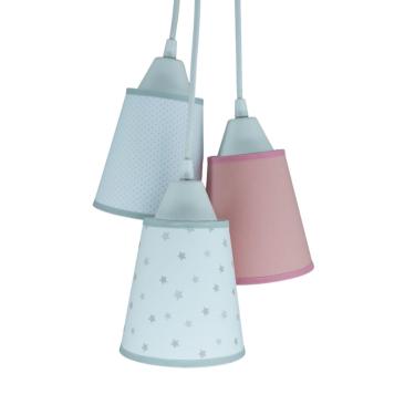 Imagem de Lustre Pendente Luminária Teto Com Aplique Estrelas Cinzas Bivolt