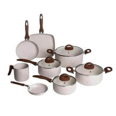 Imagem de Jogo De Panelas 8 Peças Vanilla Em Alumínio E Revestimento Cerâmico Ceramic Life Smart Plus Brinox