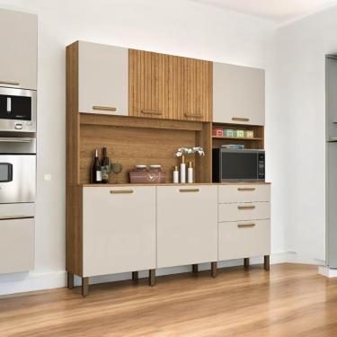 Imagem de Cozinha Minimalista 07 Portas Nairobi Freijó E Off White