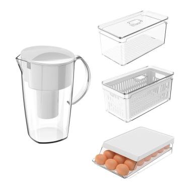 Imagem de Kit Organizador De Geladeira Clear Fresh 4 Peças Transparente Ou