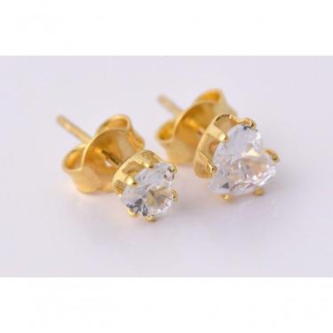 Imagem de Brinco Duo Com Coração De Zircônia Folheado Em Ouro 18K