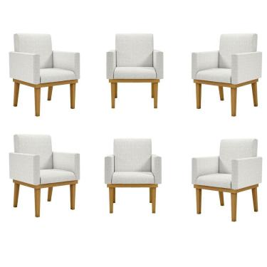 Imagem de Kit 06 Cadeiras Decorativa Reforçada Oferta Balaqui Linho Cor:linho Bege